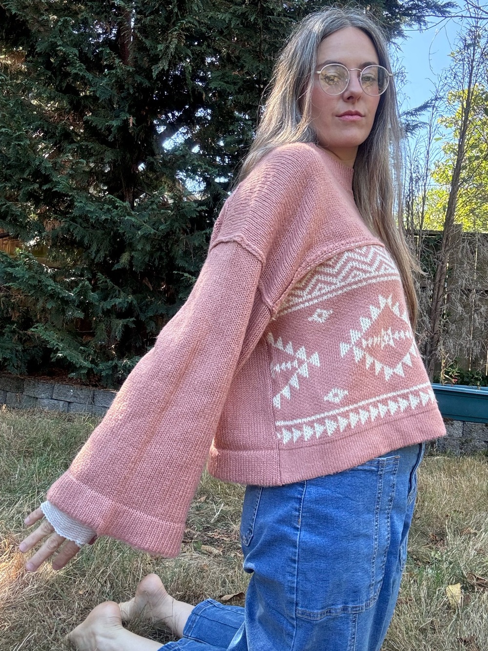 Miss Me for Wrangler Wide Sweater in Brick Red